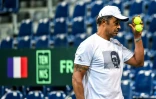  Le capitaine de l'équipe de France de Coupe Davis Yannick Noah lors d'une séance d'entraînement, le 13 septembre 2018 à Lille