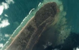 Photo satellite montrant la ville de Kanokupolu, sur l'île Tongatapu, aux Tonga, le 16 janvier 2022