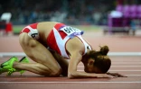 Habiba Ghribi après la finale de 3.000 m aux JO-2012 de Londres, le 6 août 2012
