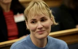 L'actrice Judith Godrèche, lors de la présentation du rapport de la commission d'enquête de l'Assemblée nationale sur les violences sexuelles dans la culture, le 9 avril 2025 à Paris 