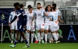 La joie des Marseillais, après l'ouverture du score contre Bordeaux, lors de la 20e journée de Ligue 1, le 7 janvier 2022 au Matmut Stadium