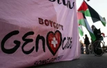 Manifestation silencieuse de soutien aux Palestiniens à Bâle, lors du concours de l'Eurovision, le 14 mai 2025 en Suisse