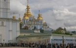 Funérailles d'un soldat ukrainien tombé au combat, le 3 septembre 2026 au monastère Saint-Michel de Kiev, le 3 septembre 2026