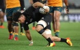 Le troisième ligne des All Blacks Ardie Savea  lors du match de Rugby Championship contre l'Australie à l'Eden Park d'Auckland, le 14 août 2021