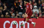 L'attaquant de Liverpool Mohamed Salah contre Naples en Ligue des champions, le 27 novembre 2019 Ă Liverpool