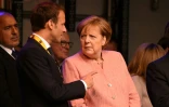 Le président français Emmanuel Macron avec la chancelière allemande Angela Merkel à Aix-la-Chapelle, le 10 mai 2018