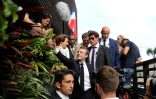 Le président Emmanuel Macron à son arrivée sur l'île de saint Barthelemy le 30 septembre 2018