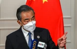 Le ministre chinois des Affaires étrangères Wang Yi lors d'une conférence de presse en marge du sommet de l'Asean, le 5 août 2022 à Phnom Penh, au Cambodge