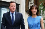 Le Premier ministre David Cameron et sa femme Samantha à leur arrivée au bureau de vote le 23 juin 2016 à Londres