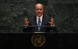 Le président irakien Barham Saleh prononce un discours lors de l'Assemblée générale annuelle des Nations unies, le 25 septembre 2019 à New York