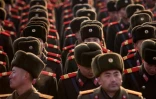 Des militaires nord-coréens lors d'un hommage à Kim Jong Il, le 16 février 2019 à Pyongyang 