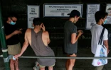Queue d'un centre de vaccination contre la variole du singe à Brooklyn, le 17 juillet 2022, à New York.