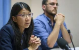 Joanne Liu, la présidente de MSF, lors d'une conférence de presse à Genève, le 7 octobre 2015