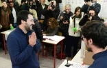 Matteo Salvini, chef de file de l'extrême droite alliée à la droite de Silvio Berlusconi, vote pour les législatives le 4 mars 2018 à Milan
