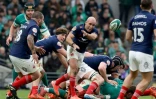 Maxime Lucu (C) lors du match de la France contre l'Irlande dans le Tournoi des six nations, le 8 mars 2025 à Dublin