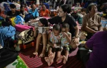 Un centre pour personnes évacuées dans la province thaïlandaise de Si Sa Ket, le 26 juillet 2025