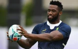 Le capitaine du XV d'Afrique du Sud Siya Kolisi lors d'une séance d'entraînement, le 16 septembre 2019 à Urayasu au Japon