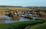 Le village inondé de Westrehem, dans le Pas-de-Calais, le 4 janvier 2024