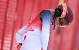L'Américaine Mikaela Shiffrin, après avoir manqué une porte lors du slalom du combiné aux Jeux olympiques de Pékin, le 17 février 2022 sur la piste de Yanqing
