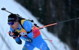 Le Français Quentin Fillon-Maillet, lors de la poursuite de Ruhpolding, comptant pour la Coupe du monde de biathlon, le 16 janvier 2022