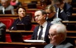 Le chef des sénateurs LR Bruno Retailleau lors de débats sur le projet de loi immigration au Sénat, le 14 novembre 2023 à Paris