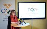 La Suédoise Gunilla Lindberg, secrétaire générale de l'Association des Comités nationaux olympiques (ANOC), en conférence de presse, le 16 janvier 2018 à Stockholm