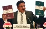 Le commissaire électoral en chef Rajiv Kumar lors d'une conférence de presse à New Delhi, le 3 juin 2024 en Inde