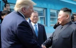 Les dirigeants nord-coréen Kim Jong Un, américain Donald Trump et sud-coréen Moon Jae-in, le 30 juin 2019 dans la Zone démilitarisée
