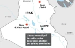 Carte de localisation des bases d'AĂŻn al-Assad et Erbil en Irak
