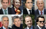 Montage rassemblant les portraits de (de gauche à droite et de bas en haut) Eric Woerth, Liliane Bettencourt, Pascal Wilhelm, Patrice de Maistre, l'avocat fiscaliste Carlos Vejarano, Stéphane Courbit, François-Marie Banier et son compagnon Martin d'Orgeval