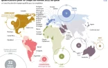 Carte mondiale des pays qualifiés pour la Coupe du monde 2022 de football au Qatar, par confédération