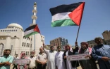 Manifestation de Palestiniens contre le projet israélien d'annexion, le 23 juin 2020 à Khan Younes