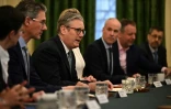 le Premier ministre britannique Keir Starmer préside une table ronde avec des chefs d'entreprise britanniques à Downing Street, le 3 avril 2025 à Londres