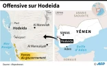 Carte de localisation de la ville portuaire d'Hodeida (Yémen) où les forces gouvernementales ont lancé une offensive mercredi