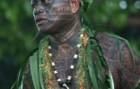Un palynésien tatoué lors du Festival international Polynesia Tatau, à Tahiti, le 3 avril 2016  