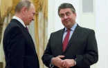 Le président russe Vladimir Poutine (g) et le ministre allemand des Affaires étrangères Sigmar Gabriel, le 9 mars 2017 à Moscou
