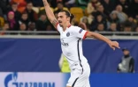 L'attaquant du PSG Zlatan Ibrahimovic buteur contre le Shakhtar Donetsk en Ligue des champions, le 30 septembre 2015 à Lviv