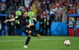 Le milieu de terrain croate Luka Modric buteur lors de la qualification de la Croatie en demi finale du Mondial le 7 juillet 2018