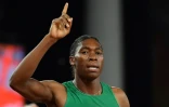 La Sud-Africaine Caster Semenya à l'arrivée de la finale du 800 m aux Jeux du Commonwealth, le 13 avril 2018 à Gold Coast