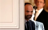 Edouard Philippe juste avant d'annoncer  l'abandon du projet d'aéroport de Notre-Dame-des-Landes, à l'Elysee le 17 janvier  2018