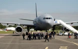 Le nouvel avion ravitailleur de l'armée de l'Air française, l'A330 MRTT, utilisé par Emmanuel Macron pour son arrivée au salon du Bourget, le 17 juin 2019