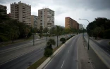 L'avenue Andalucia, habituellement très fréquentée, est déserte le 15 mars 2020 à Malaga (Espagne)