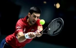 Le Serbe Novak Djokovic contre le Russe Karen Khachanov en Coupe Davis, le 22 novembre 2019 Ă Madrid