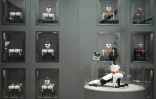 Des chiens robots de compagnie dotés d'intelligence artificielle exposés dans un magasin de l'entreprise technologique Weilan à Nanjing, dans la province du Jiangsu, le 9 janvier 2025 dans l'est de la Chine