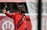 L'attaquant belge Romelu Lukaku auteur d'un doublé lors du match de groupes de la Ligue des Nations face au Danemark, à Louvain, le 18 novembre 2020