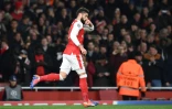 L'attaquant français Olivier Giroud après avoir transformé un penalty pour Arsenal face au PSG à Londres, le 23 novembre 2016