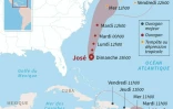 Trajectoires prévues de la tempête tropicale Maria et de l'ouragan José sur l'Atlantique