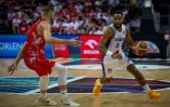 Le meneur-arrière Elie Okobo, un des principaux artisans du succès des Bleus contre la Pologne, le 2 septembre 2025 à Katowice 