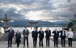 Les dirigeants du G7 rassemblés au temple Itsukushima de l'île Miyajima au Japon, le 19 mai 2023