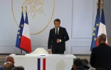 Emmanuel Macron arrive à l'Elysée pour donner sa conférence de presse, le 25 avril 2019
